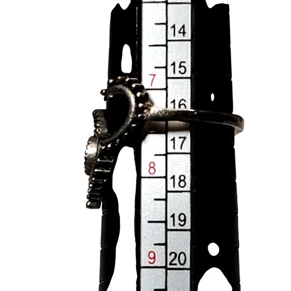 Silver Tone Antlers Ring Missing Cabochon Sz 7.5 - Picture 4 of 6